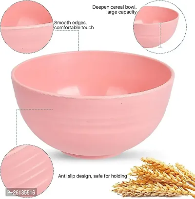 GYANVI Wheat Straw Bowl Set of 4 Unbreakable Serving Bowl, Microwave Safe Bowl for Kitchen, Freezer  Dishwasher, Ideal for Snacks, Rice, Salad, and Noodles (Pink)-thumb4