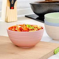 GYANVI Wheat Straw Bowl Set of 4 Unbreakable Serving Bowl, Microwave Safe Bowl for Kitchen, Freezer  Dishwasher, Ideal for Snacks, Rice, Salad, and Noodles (Pink)-thumb1