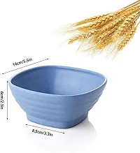 GYANVI Unbreakable Cereal Bowls/Reusable Wheat Straw Square Bowl Set of 4 / Dishwasher  Microwave Safe/Lightweight Bowl - Perfect for Cereal, Soup and Rice (Blue)-thumb1