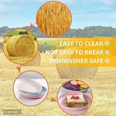 GYANVI Unbreakable Wheat Straw Plates Set of 4 - Dishwasher  Microwave Safe - Perfect for Dinner Dishes - Healthy, BPA Free  Eco-Friendly/Kids-Toddler (Adult) (7.8 Inches)-thumb3