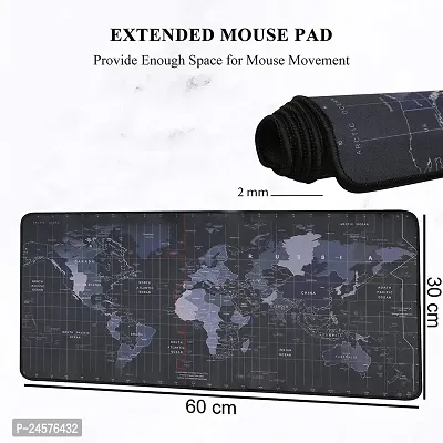 World Map Rubber Gaming Mouse Pad  Keyboard Desk Mat for PC Computer Laptop| 90X40 CM - Black-thumb2