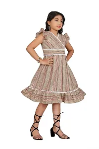 Trendy Cotton Fancy Kids FrocksDresses. (8-9 Years, Cream)-thumb3