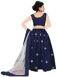 Fond Fashion Girls Banglory Satin Simple Embroidered Semi Stitched Lehenga Choli-thumb1