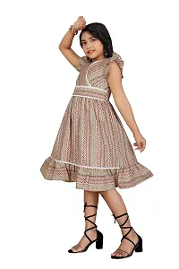 Trendy Cotton Fancy Kids FrocksDresses. (8-9 Years, Cream)-thumb2