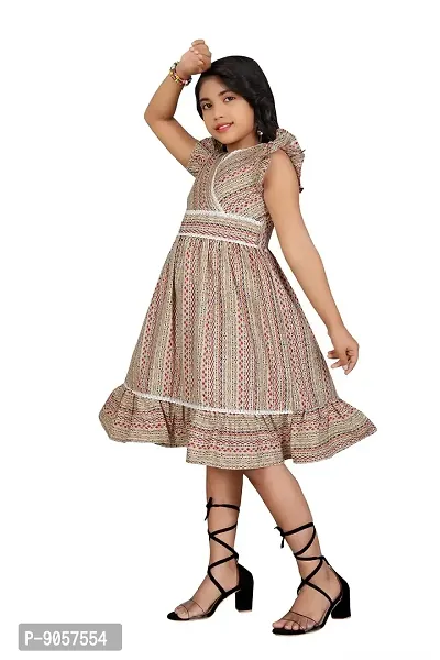 Trendy Cotton Fancy Kids FrocksDresses. (8-9 Years, Cream)-thumb3