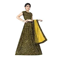 Fond Fashion Girl's Velvet Readymade Lehenga Choli (7-8 Years, Gold)-thumb1