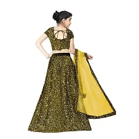 Fond Fashion Girl's Velvet Readymade Lehenga Choli (7-8 Years, Gold)-thumb2