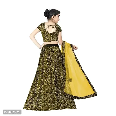 Fond Fashion Girl's Velvet Readymade Lehenga Choli (7-8 Years, Gold)-thumb3