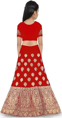 Girls Taffeta Satin Semi-stitched Lehenga Choli with Net Dupatta-thumb1