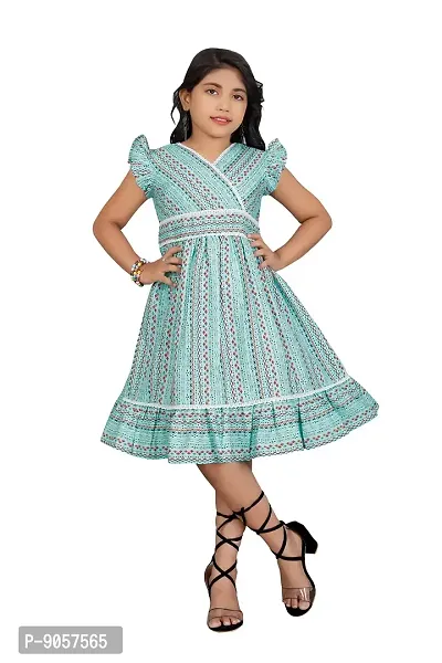 Trendy Cotton Fancy Kids FrocksDresses. (12-13 Years, Rama)