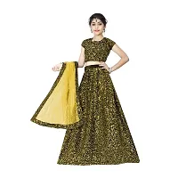 Fond Fashion Girl's Velvet Readymade Lehenga Choli (7-8 Years, Gold)-thumb3