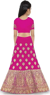 Girls Taffeta Satin Semi-stitched Lehenga Choli with Net Dupatta-thumb1