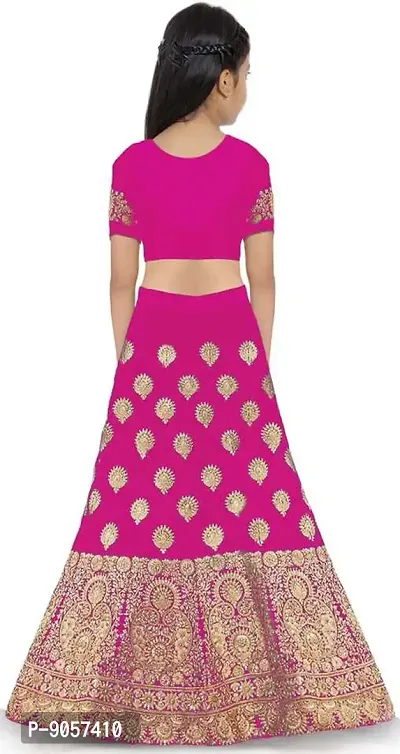 Girls Taffeta Satin Semi-stitched Lehenga Choli with Net Dupatta-thumb2