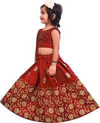 Kids Baby Girl's Taffeta Silk Readymade Lehenga Choli (3-4 Years, Maroon)-thumb2