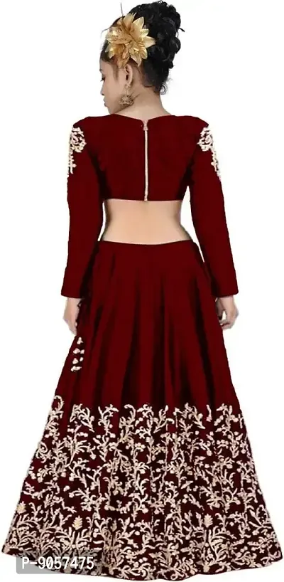 Girl's Satin Semi-stitched Lehenga Choli-thumb2