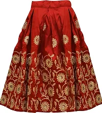 Kids Baby Girl's Taffeta Silk Readymade Lehenga Choli (3-4 Years, Maroon)-thumb3