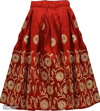 Kids Baby Girl's Taffeta Silk Readymade Lehenga Choli (3-4 Years, Maroon)-thumb4