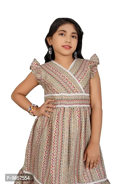 Trendy Cotton Fancy Kids FrocksDresses. (8-9 Years, Cream)-thumb5