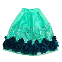 Girl's Satin Readymade Lehenga Choli With Net Duppatta (4-5 Years, Green)-thumb1