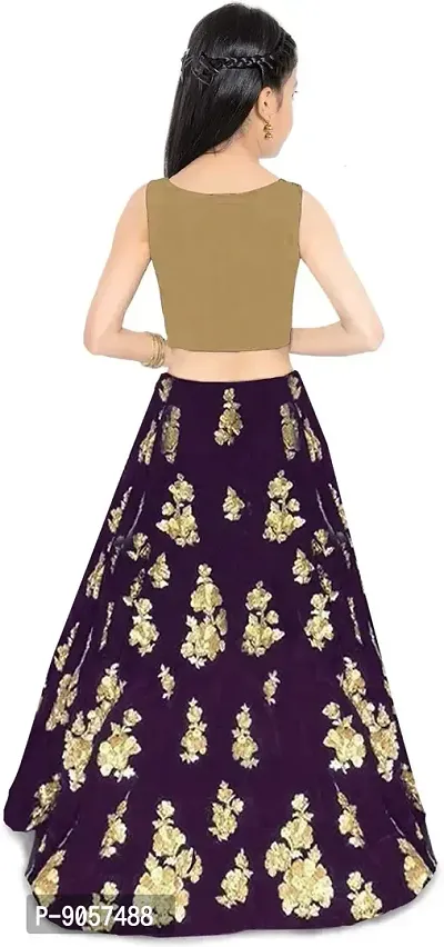 Girl's Satin Semi-stitched Lehenga Choli (GRL_MASTANI_Purple_8-14 Years)-thumb2