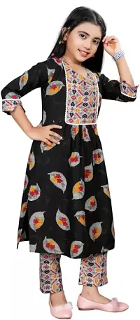 Girls Casual Kurta and Trouser Set (Black Pack of 1)