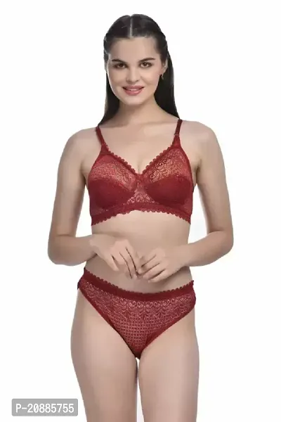 Women Bra  Panty Set Self Design-thumb0