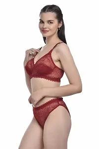 Women Bra  Panty Set Self Design-thumb3