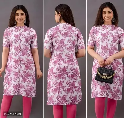 Stylish Magenta Printed Cotton A-Line Kurta-thumb0