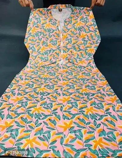 Stylish Orange Printed Cotton A-Line Kurta