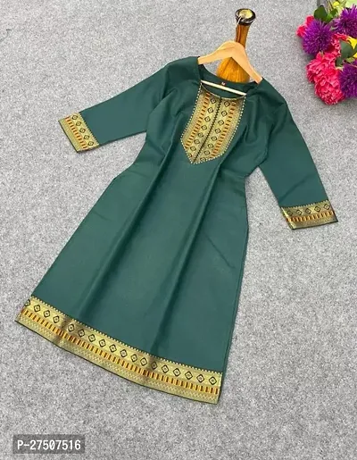 Stylish Green Embroidered Cotton A-Line Kurta