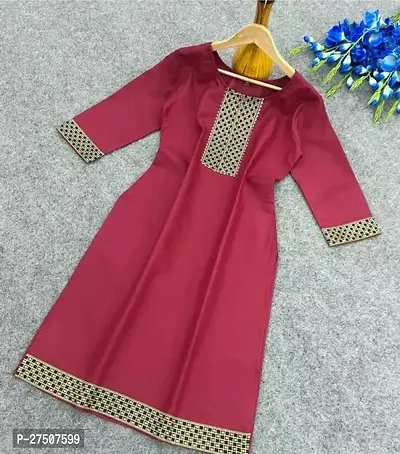 Stylish Red Embroidered Cotton A-Line Kurta