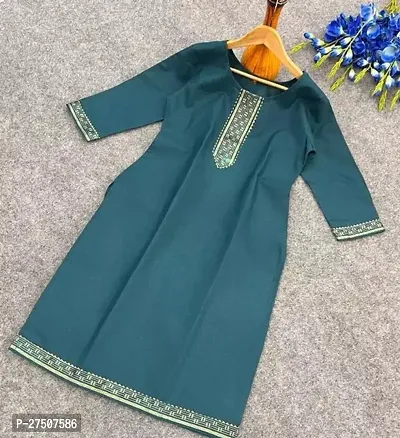 Stylish Green Embroidered Cotton A-Line Kurta