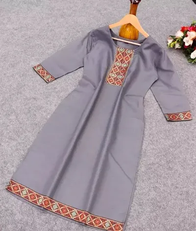 Stylish Cotton Embroidered A-Line Kurti