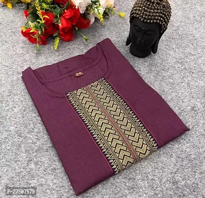 Stylish Purple Embroidered Cotton A-Line Kurta