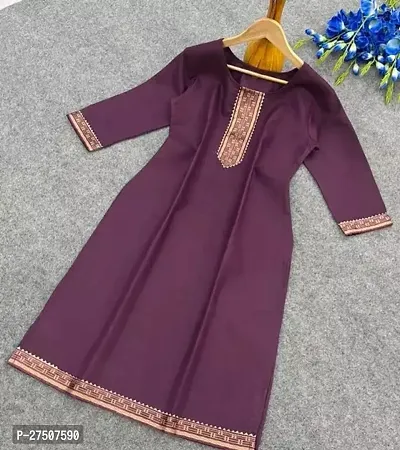 Stylish Magenta Embroidered Cotton A-Line Kurta