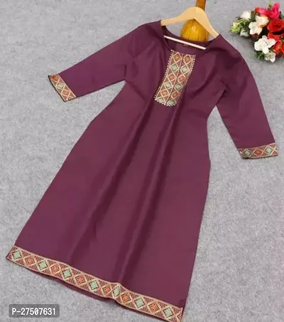 Stylish Magenta Embroidered Cotton A-Line Kurta