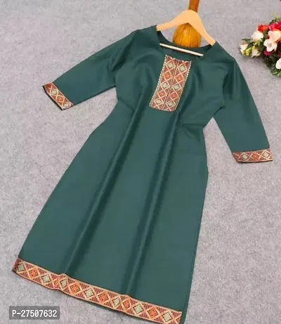 Stylish Green Embroidered Cotton A-Line Kurta