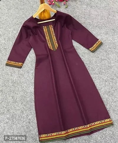 Stylish Magenta Embroidered Cotton A-Line Kurta-thumb0