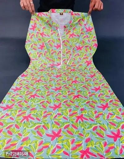 Stylish Green Printed Cotton A-Line Kurta-thumb0