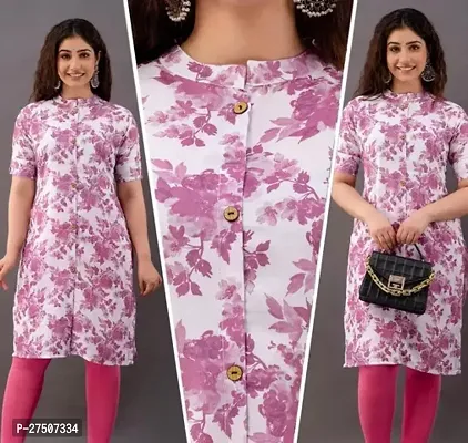 Stylish Magenta Printed Cotton A-Line Kurta-thumb0