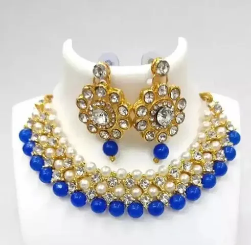 Pretty Alloy Necklace with Earrings