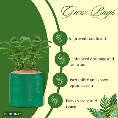 UV Protected Round Plants Grow Bags 9x12 Inches Pack of 20  Green Colour-thumb3