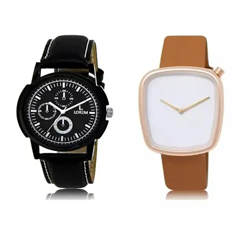 Stylish Genuine Leather Watches For Men Pack Of 2