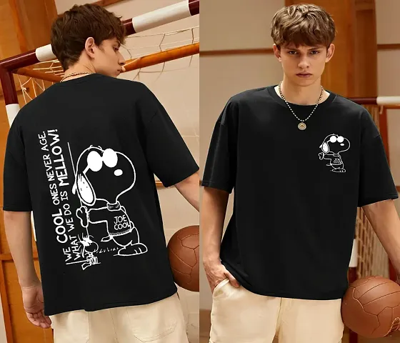 Men Front Back Round Neck Oversized T-Shirt