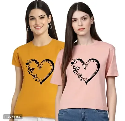 Women Printed T-Shirt Pack of -2 / Material Type Polyester-thumb0