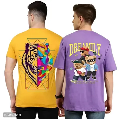 Classic Polyester Printed Tshirt for Men, Pack of 2