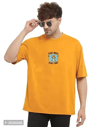 Stylish Yellow Polyester Back Printed T-Shirt For Men-thumb2