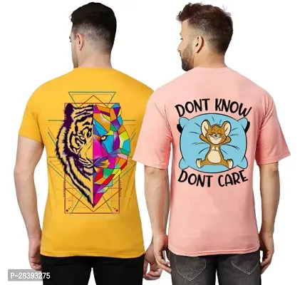 Classic Polyester Printed Tshirt for Men, Pack of 2