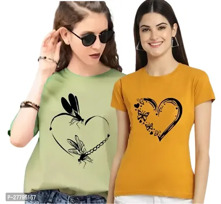 Women Printed T-Shirt Pack of -2 / Material Type Polyester-thumb0