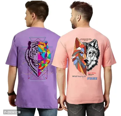 Classic Polyester Printed Tshirt for Men, Pack of 2-thumb0